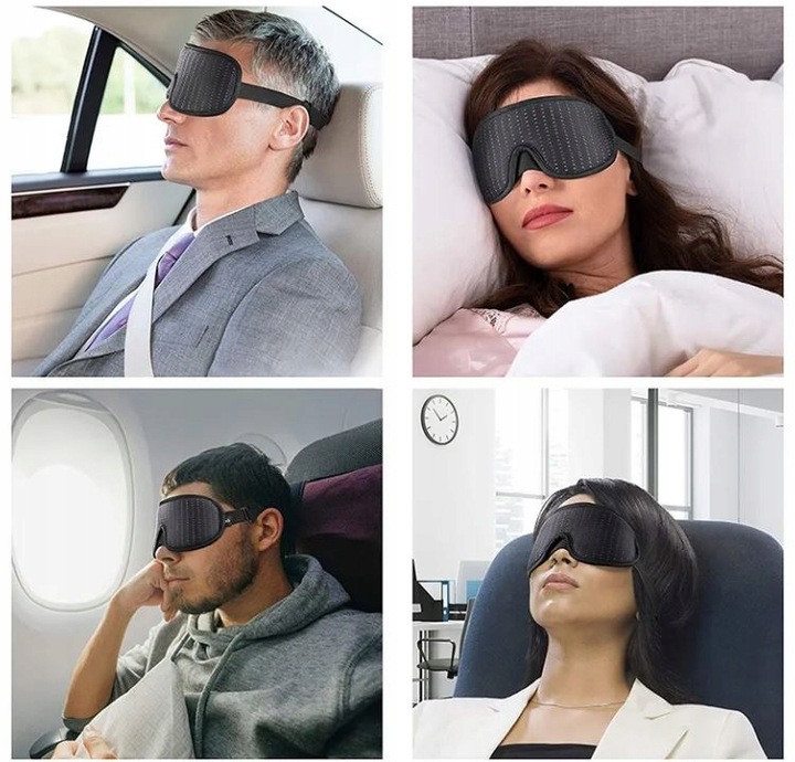 OPASKA NA OCZY DO SPANIA MASKA 3D REGULOWANA LEKKA 100% ZACIEMNIENIA CZARNA