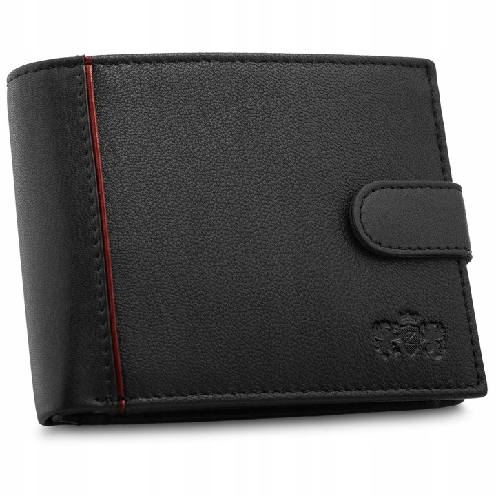 Portfel męski skórzany czarny poziomy skóra naturalna ochrona RFID