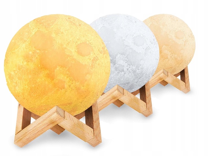 LAMPKA NOCNA LAMPA 3D Księżyc 48cm MOON LIGHT RGB Projektor Gwiazd + pilot