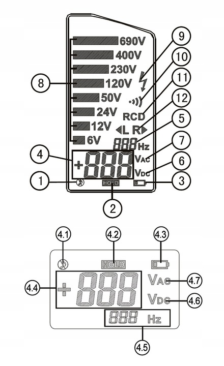 Miernik Tester Próbnik napięcia i faz UT18C RCD