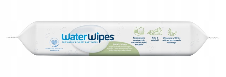 WATERWIPES NAWILŻANE MOKRE DLA DZIECI 540 SZTUK 99,9% WODY