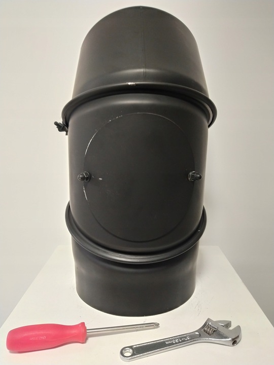 KOLANO 90st FI 180 nastawne spalinowe czarne 2mm 3-segmentowe z rewizją