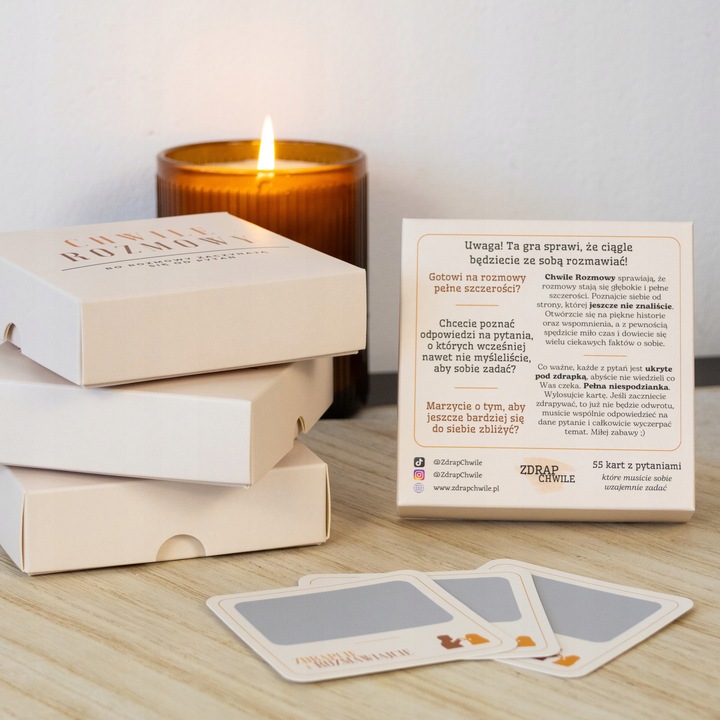 Chwile Rozmowy - Karty zdrapki z pytaniami dla Par, Zdrap Chwile Walentynki