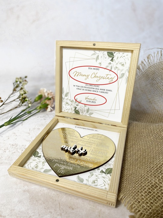 PODZIĘKOWANIE KOMUNIA DLA CHRZESTNYCH DZIADKÓW ZŁOTE SERCE PREZENT CHRZEST