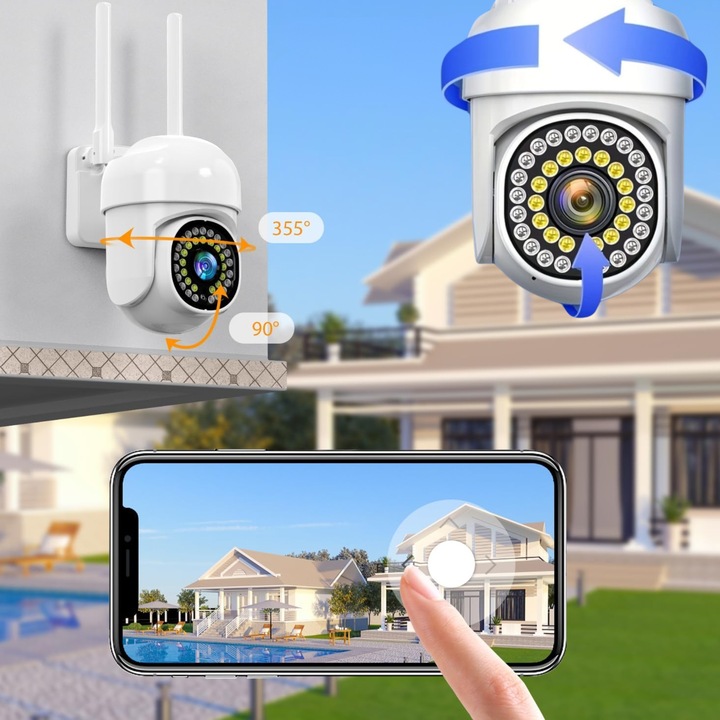 Zewnętrzna Kamera WIFI Obrotowa FULL HD Śledzenie Ruchu