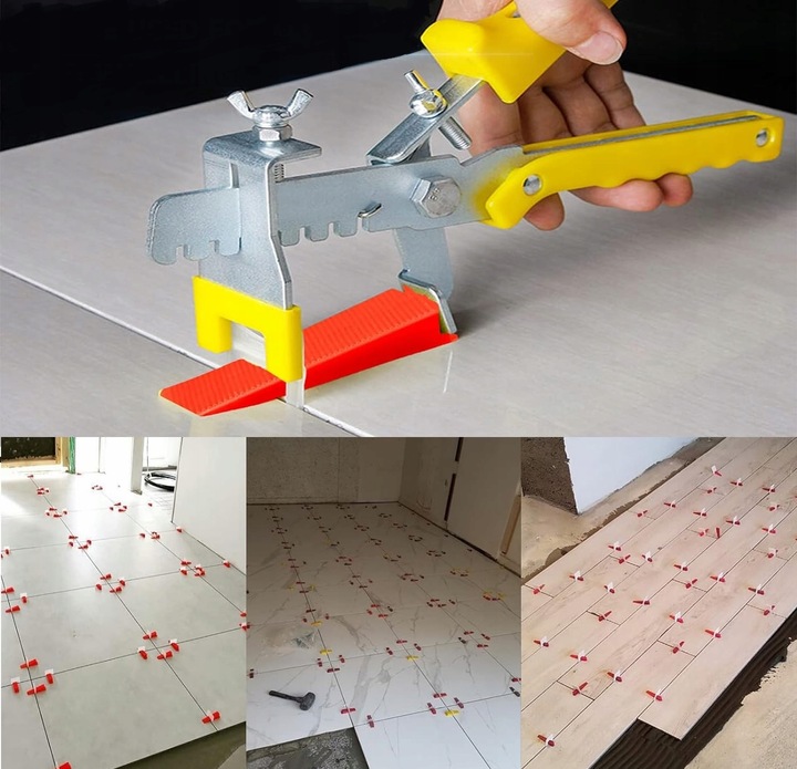 MOCNY ZESTAW SYSTEM POZIOMOWANIA PŁYTEK KLIPSY KLINY SZCZYPCE 2mm