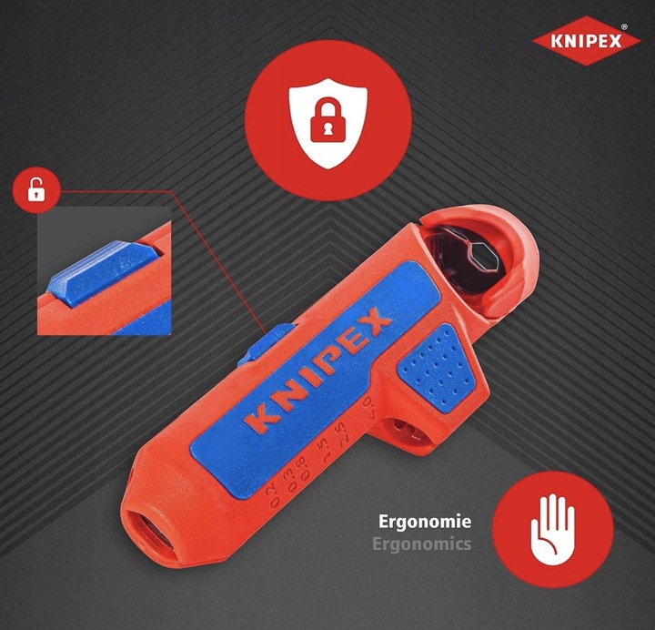 KNIPEX 16 95 01 SB Ściągacz Izolacji ErgoStrip Ø 8-13