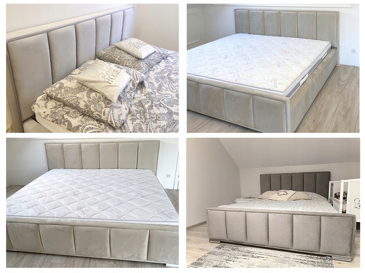 Łóżko 160x200 2 Zagłowia Panele Fancy Sypialnia_pl + POJEMNIK + STELAŻ