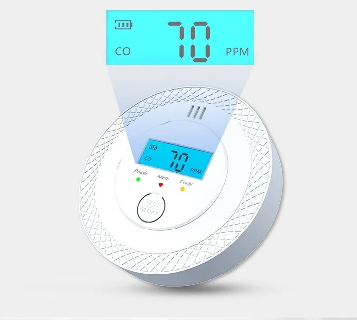 CZUJNIK CZADU GAZU WYKRYWACZ DETEKTOR TLENKU WĘGLA BEZPRZEWODOWY LCD ALARM