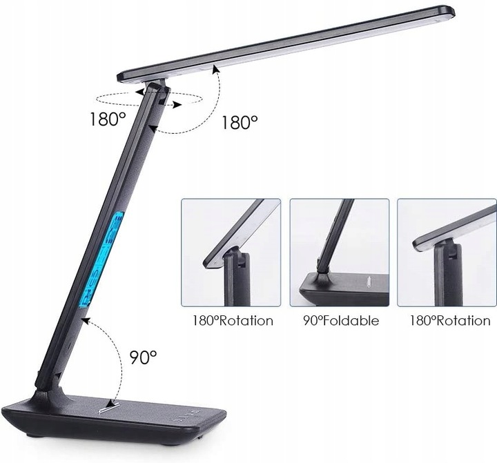 Lampka biurkowa LED lampa na biurko WYŚWIETLACZ LED Zegar Data 5