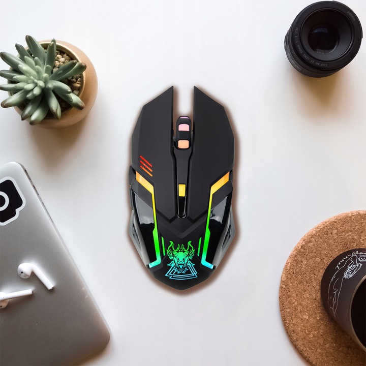 Myszka Bezprzewodowa Gamingowa do Laptopa Komputera RGB Mysz 2.4GHz 3200dpi