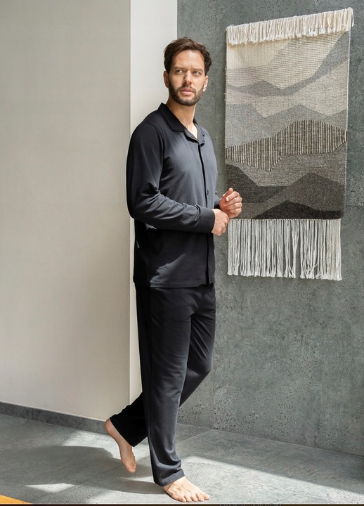 PIŻAMA MĘSKA BAWEŁNIANA ROZPINANA DŁUGI RĘKAW I SPODNIE WYGODNA MORAJ