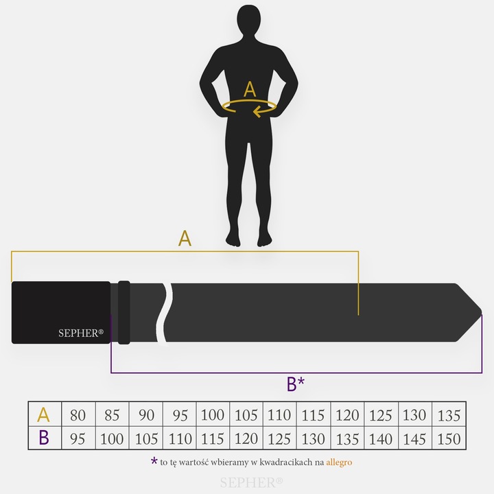Pasek SKÓRZANY męski SEPHER Automat BRĄZOWY spodni