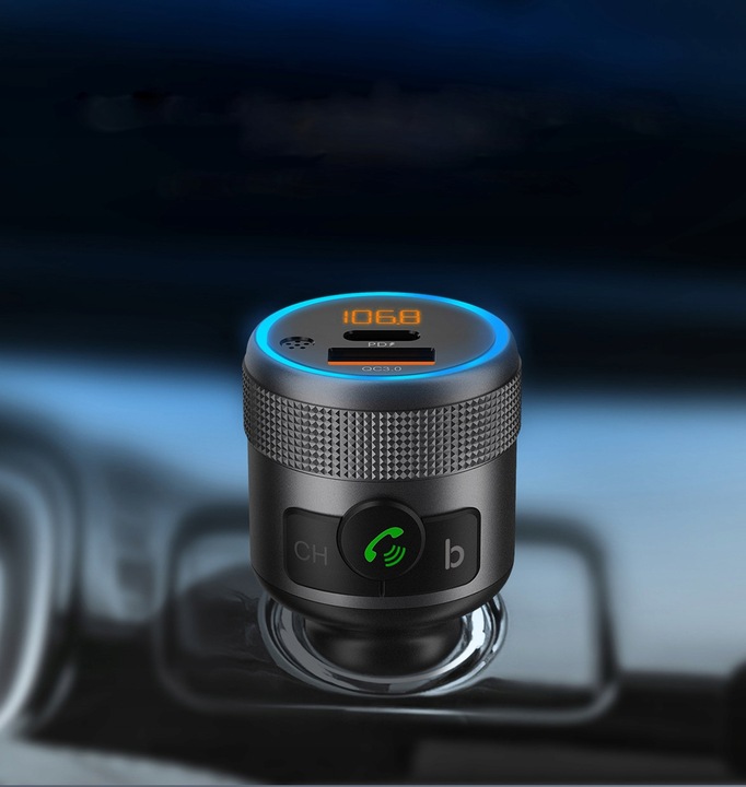 TRANSMITER FM BLUETOOTH USB TYP C QC 3.0 + PD BASS PD 20W