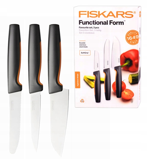 FISKARS FF KOMPLET 3 NOŻY STALOWYCH W PUDEŁKU 1057556 FAVOURITE SET