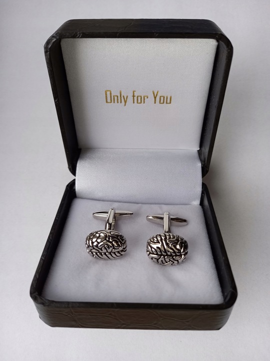 Srebrne spinki do mankietów EXC Mózg Umysł Mensa dla Inteligenta Uczonego