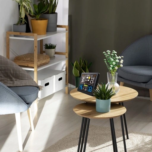 BEZPRZEWODOWA STACJA POGODY LCD POGODOWA HIGROMETR BAROMETR DCF + CZUJNIK