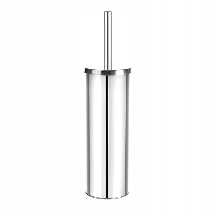 SZCZOTKA TOALETOWA WC STOJĄCA STALOWA SREBRNA antybakteryjna CHROM ZAMYKANA