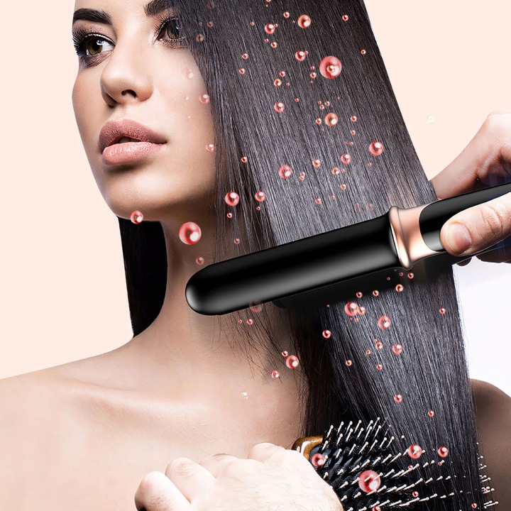 PROSTOWNICA DO WŁOSÓW CERAMICZNA EKRAN LCD 2W1 LOKÓWKA LEKKA CZARNA