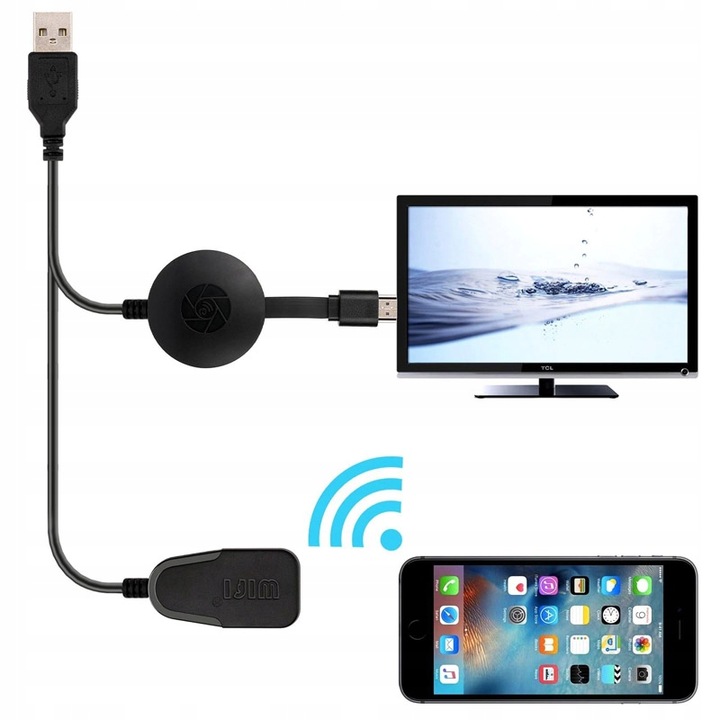 BEZPRZEWODOWY ADAPTER WIFI HDMI CHROMECAST MIRRORSCREEN 2W1