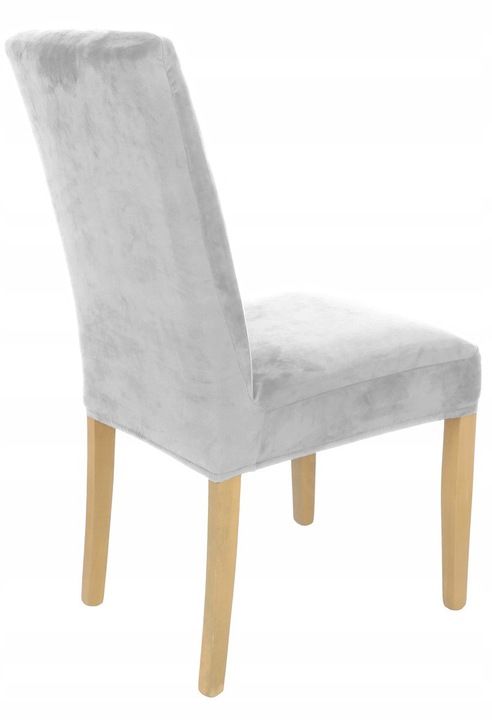 ZESTAW 6 SZT. POKROWCE POKROWIEC NA KRZESŁO JASNY SZARY WELUR ELASTYCZNY