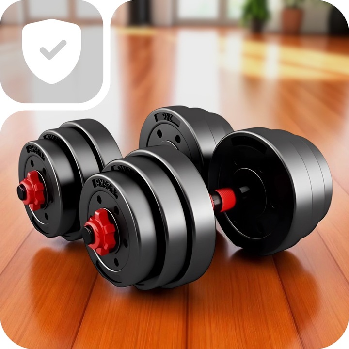 ZESTAW HANTLI BITUMICZNYCH REGULOWANYCH MEGA 2x15 kg trening siłowy