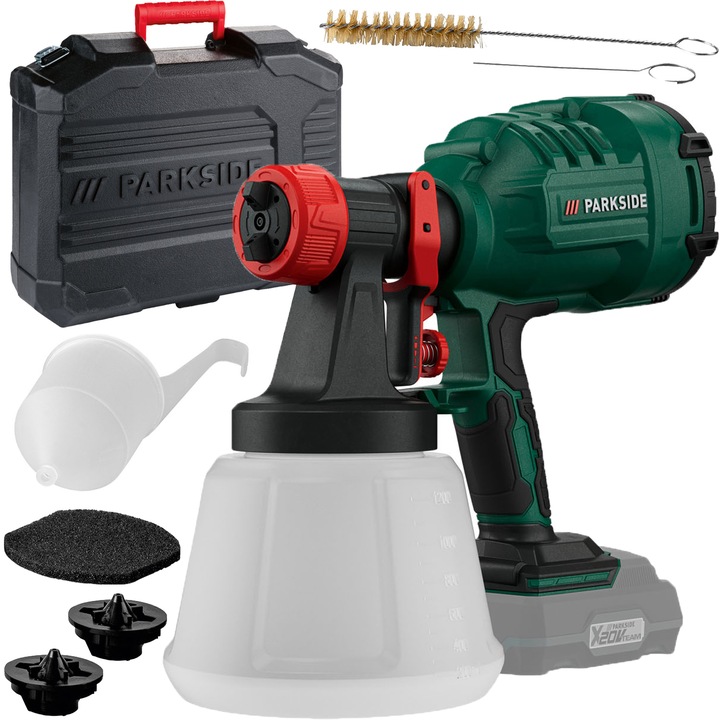 AKUMULATOROWY PISTOLET MALARSKI PARKSIDE PFSA B2 20V ZESTAW AGREGAT +