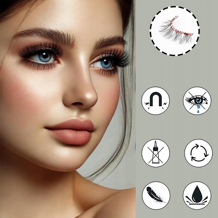 RZĘSY MAGNETYCZNE 8 PARY WIELOKROTNEGO UŻYTKU Z APLIKATOREM 3D