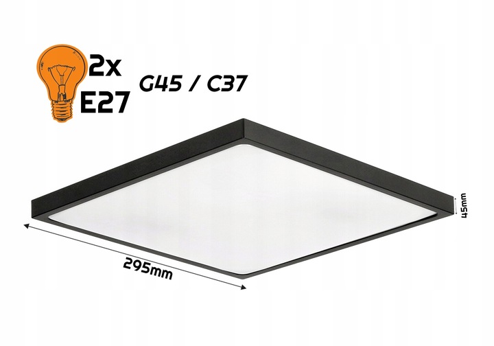 Plafon LED Lampa Sufitowa 2xE27 CZARNA IP20 LARI-S