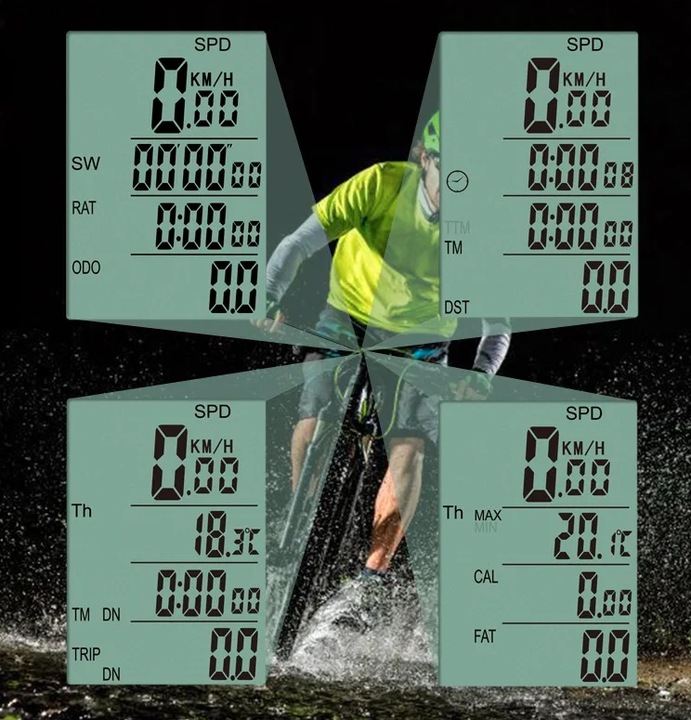 Bezprzewodowy Licznik Rowerowy Prędkościomierz Podświetlenie Do Roweru