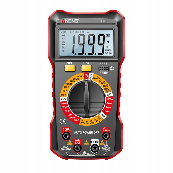 MULTIMETR RĘCZNY MIERNIK CYFROWY NAPIĘCIA PRĄDU INTELIGENTNY POMIAR I