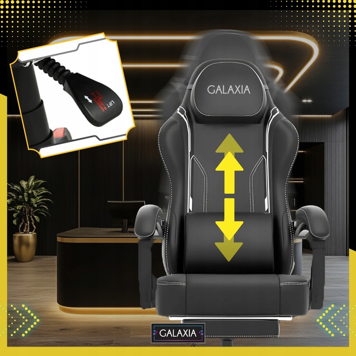 FOTEL GAMINGOWY BIUROWY Obrotowy Kubełkowy Krzesło Gamingowe Z Podnóżkiem