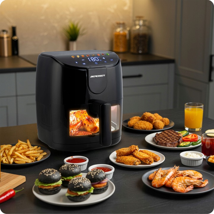FRYTKOWNICA BEZTŁUSZCZOWA AIR FRYER FRYTOWNICA 4L BERDSEN 1500W
