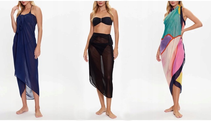 PAREO CHUSTA PLAŻOWA FRĘDZLE narzutka tunika SZAL W PANTERKĘ - modne KOLORY