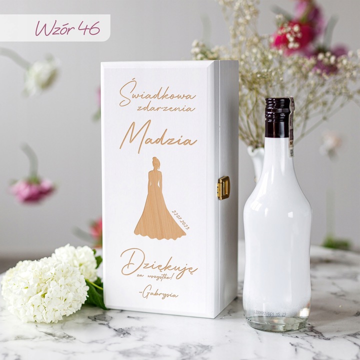 PODZIĘKOWANIE DLA ŚWIADKOWEJ SKRZYNKA NA ALKOHOL PREZENT DLA ŚWIADKOWEJ