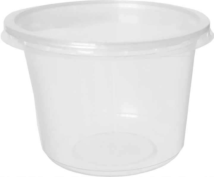 Pojemnik PP do sałatek surówek dań gorących 450ml z wieczkiem okrągły 50szt