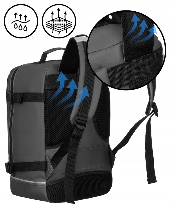 Plecak podróżny kabinowy podręczny pojemny do samolotu Wizzair 40x25x20