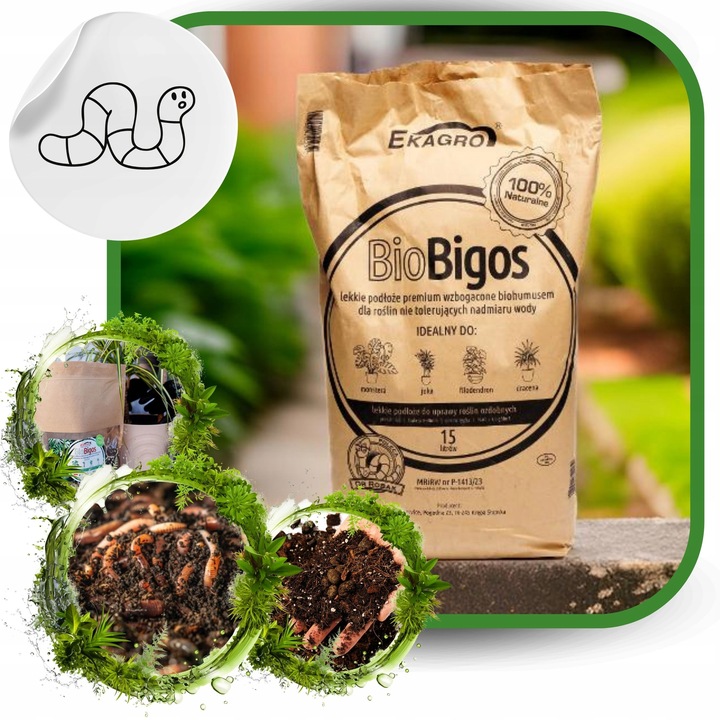 Podłoże Bigos Lekka BIO Ziemia do Monstery Kwiatów15L Wzbogacone