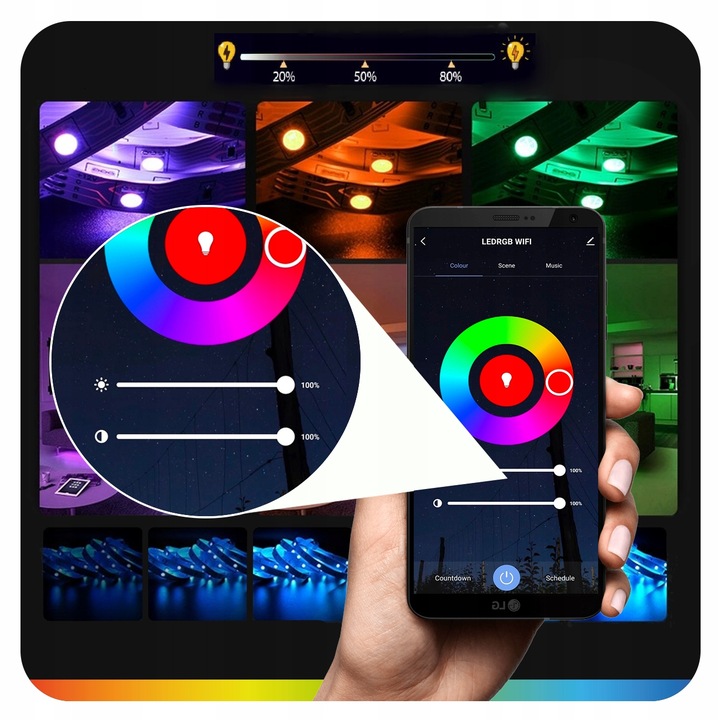 Taśma LED 6M RGB 5050 WiFi PILOT APLIKACJA TUYA ZESTAW MUZYKA TIMER