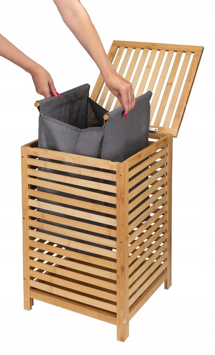 Kosz na pranie bambusowy jednokomorowy BAMBOO 40x40x60cm