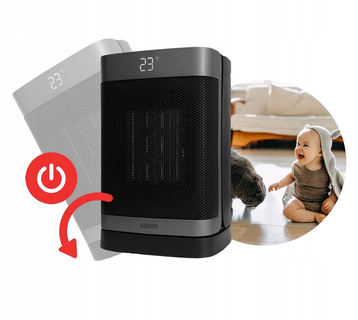 Termowentylator Farelka EBERG NOX Grzejnik elektryczny kolumnowy 1500W