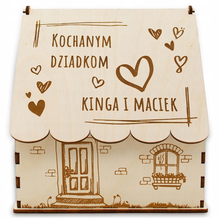 SŁODKA CHATKA PREZENT DLA NA DZIEŃ BABCI I DZIADKA domek na cukierki GRAWER