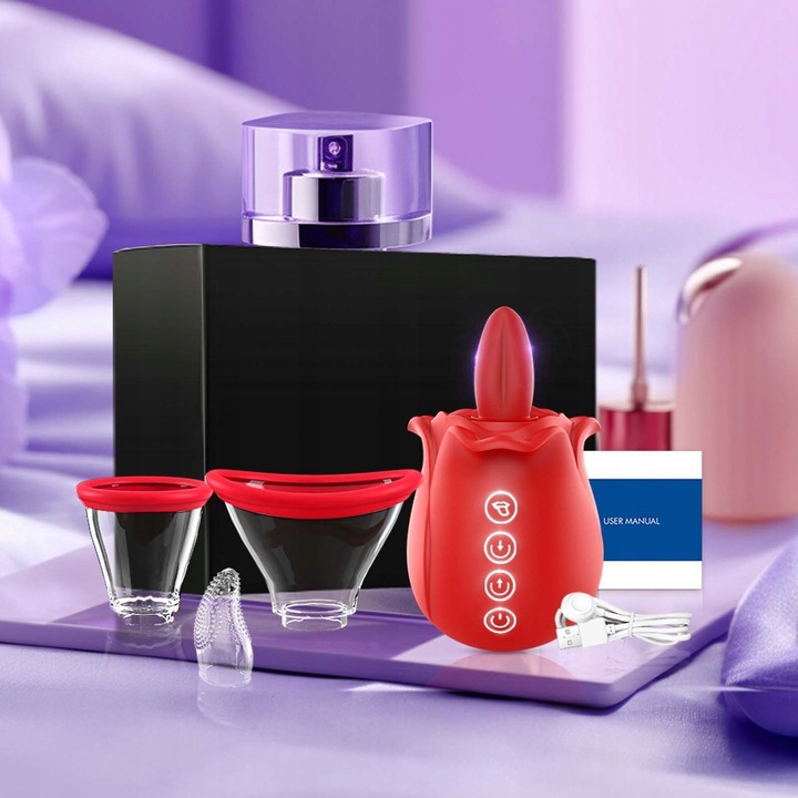 Wibratory różane z 7 stymulatorami łechtaczki do ssania i lizania sutków