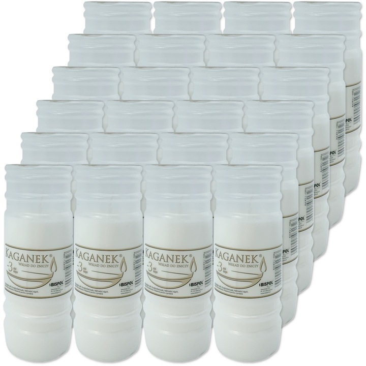 Wkład parafinowy do zniczy Kaganek 3- Bispol 14 cm 24szt Czas palenia 3dni