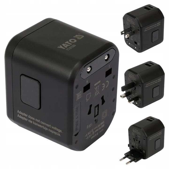 Adapter podróżny USA UK EU z szybką ładowarką YATO YT-81300 USB USB-C