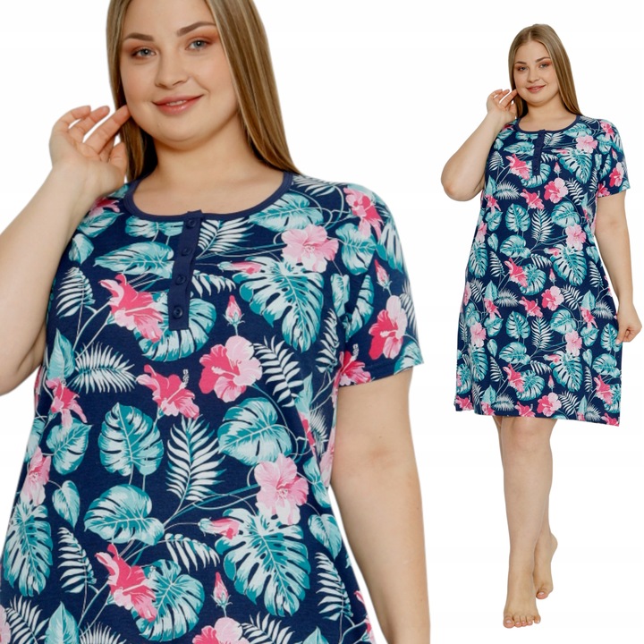 KOSZULA NOCNA 4 guziki LINIA PLUS SIZE nadwymiar DUŻA ROZMIARÓWKA duże XL