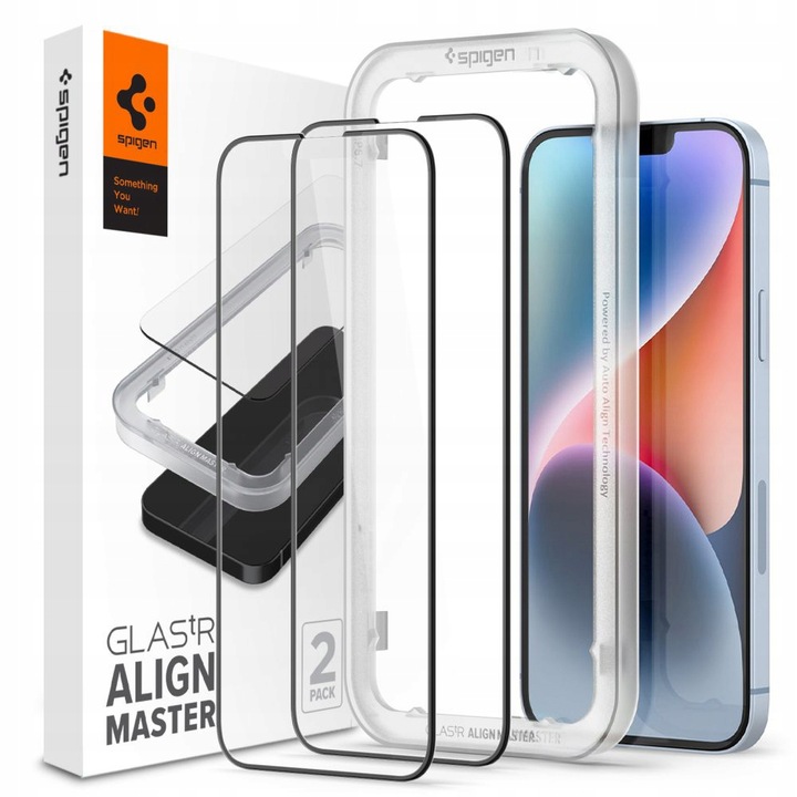 2-PAK SPIGEN PEŁNE SZKŁO HARTOWANE DO IPHONE 14 / 13 / PRO - APLIKATOR