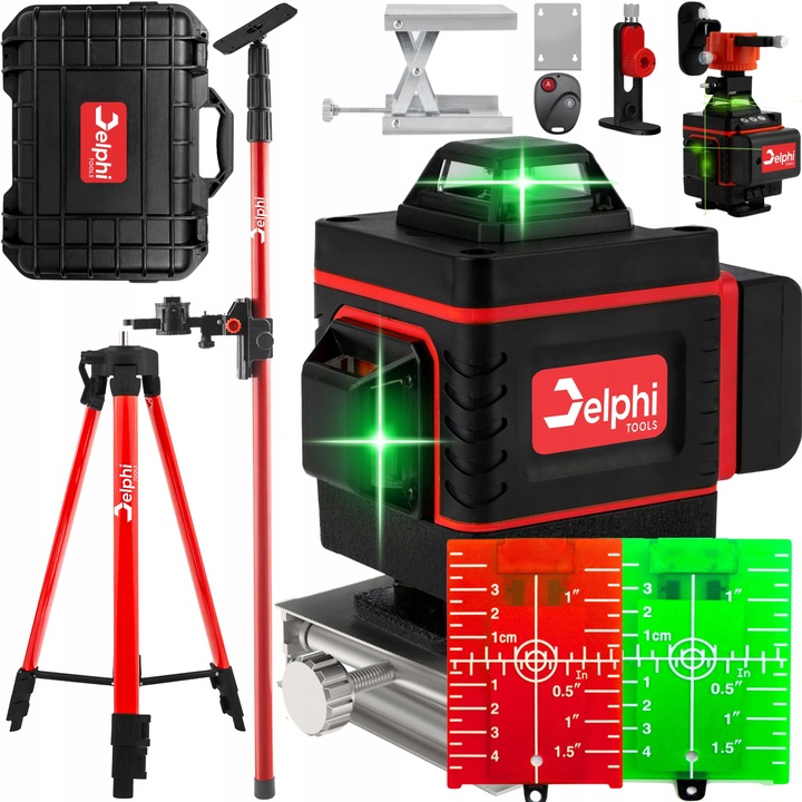 LASER KRZYŻOWY Poziomica Laserowa 16 Linii + STATYW 115cm Zielony +