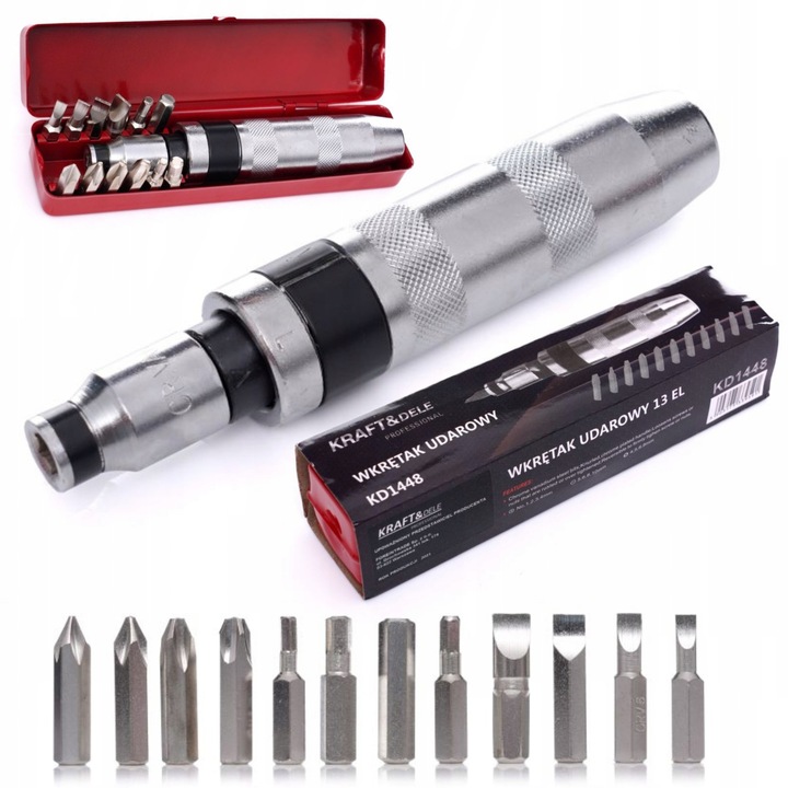 WKRĘTAK WYKRĘTAK UDAROWY DO POBIJANIA Kraft&Dele KD1448 ZESTAW BITSY