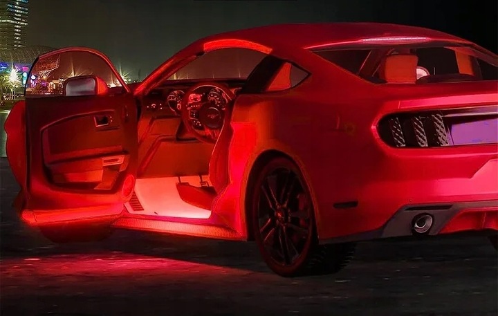 TAŚMA LED DO SAMOCHODU Z PILOTEM OŚWIETLENIE AUTA RGB 5050 DO WNĘTRZA USB